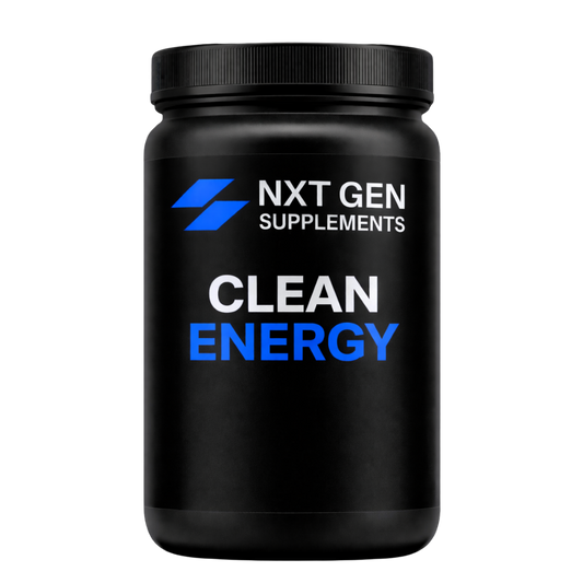 Black supplement container with 'NXT GEN Supplements' branding on a white background